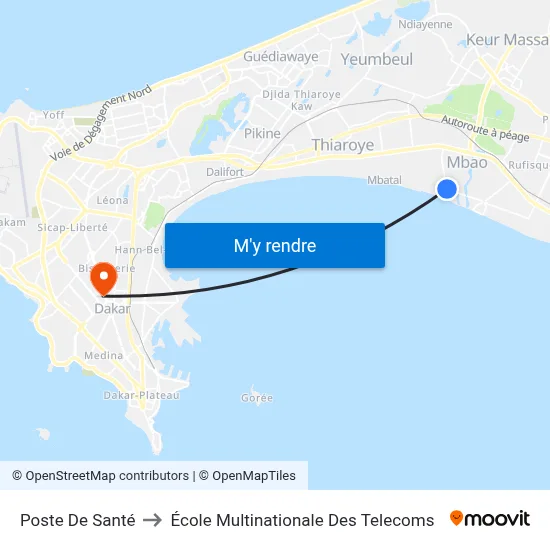 Poste De Santé to École Multinationale Des Telecoms map