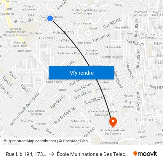 Rue Lib 194, 1737b to École Multinationale Des Telecoms map