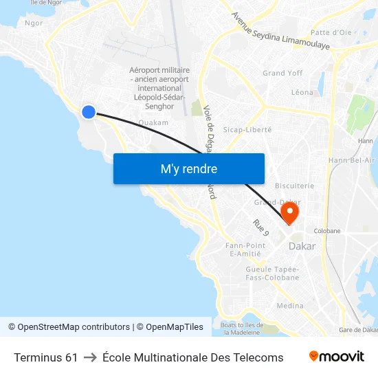 Terminus 61 to École Multinationale Des Telecoms map