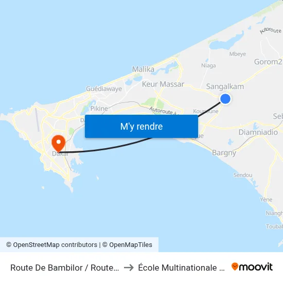 Route De Bambilor / Route De Keur Massar to École Multinationale Des Telecoms map