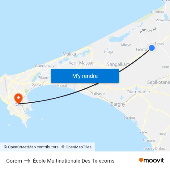 Gorom to École Multinationale Des Telecoms map