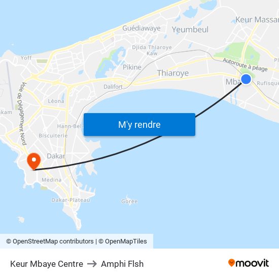 Keur Mbaye Centre to Amphi Flsh map