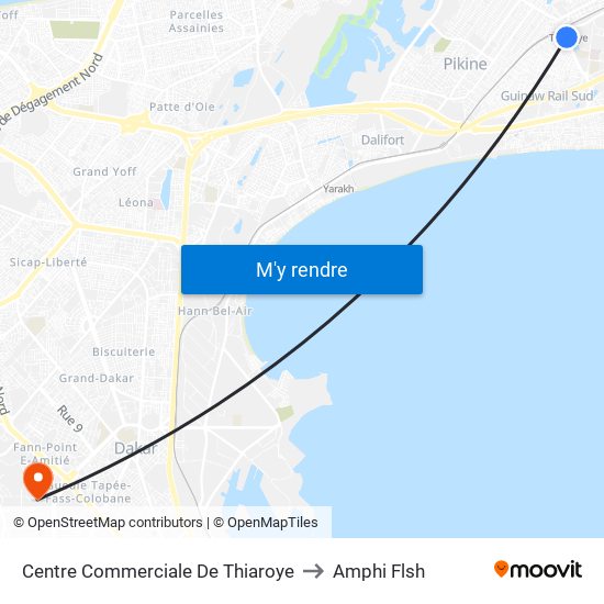 Centre Commerciale De Thiaroye to Amphi Flsh map