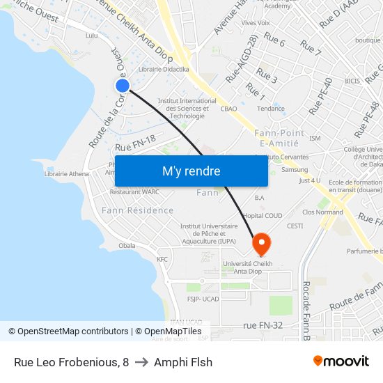 Rue Leo Frobenious, 8 to Amphi Flsh map