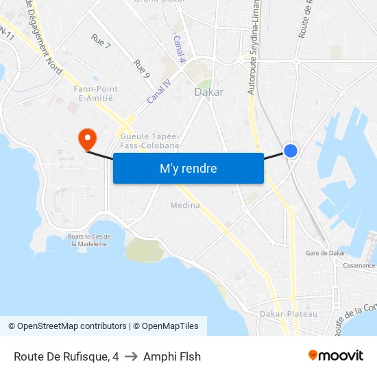 Route De Rufisque, 4 to Amphi Flsh map