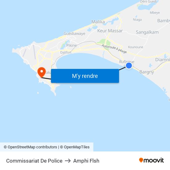 Commissariat De Police to Amphi Flsh map