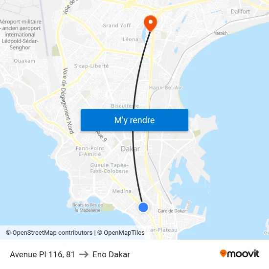 Avenue Pl 116, 81 to Eno Dakar map