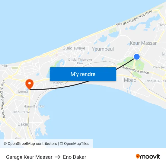 Garage Keur Massar to Eno Dakar map