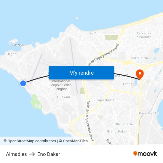 Almadies to Eno Dakar map
