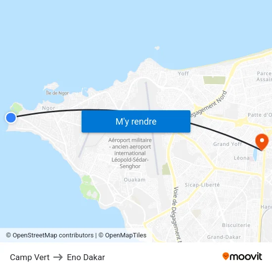 Camp Vert to Eno Dakar map