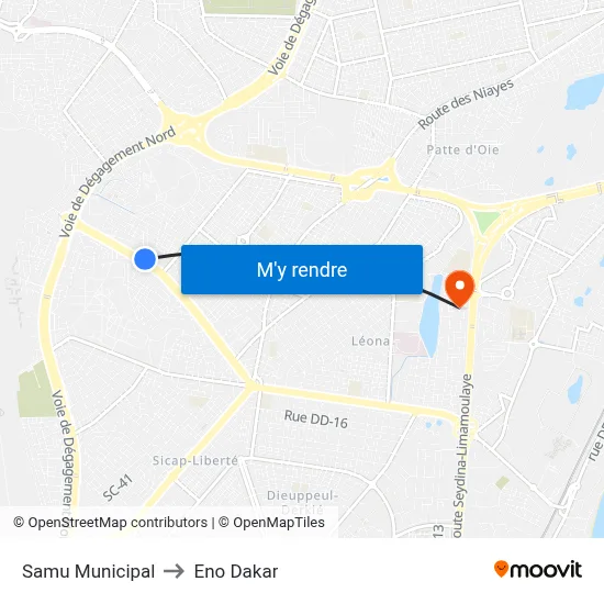 Samu Municipal to Eno Dakar map