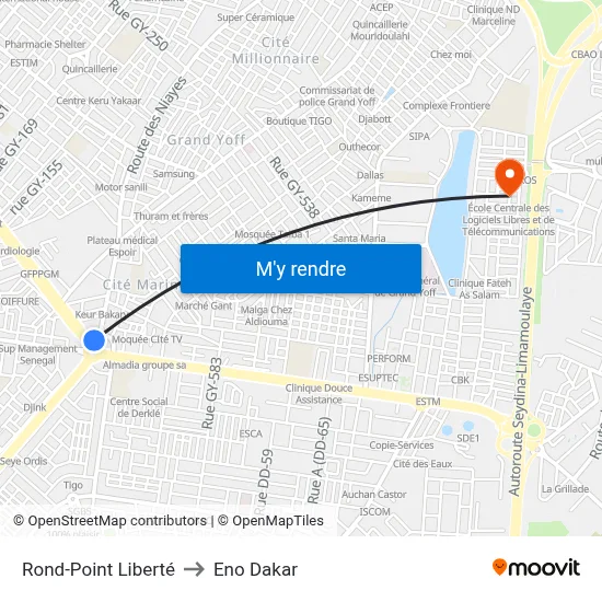 Rond-Point Liberté to Eno Dakar map