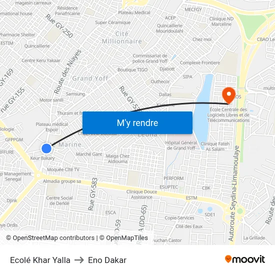 Ecolé Khar Yalla to Eno Dakar map