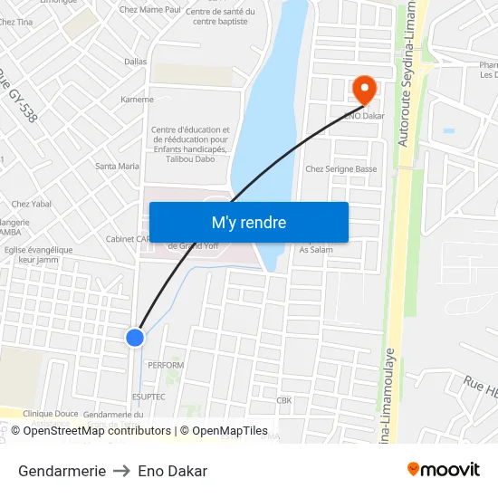Gendarmerie to Eno Dakar map