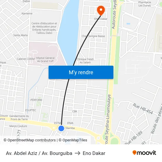 Av. Abdel Aziz / Av. Bourguiba to Eno Dakar map