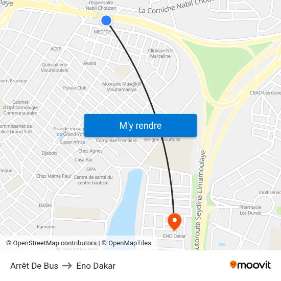 Arrêt De Bus to Eno Dakar map