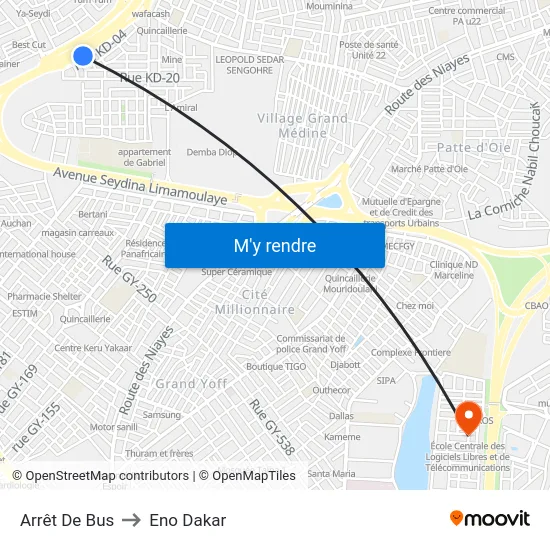 Arrêt De Bus to Eno Dakar map