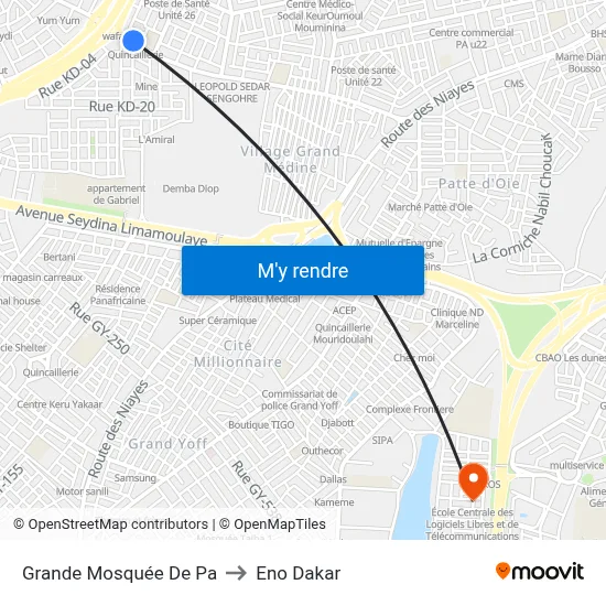 Grande Mosquée De Pa to Eno Dakar map