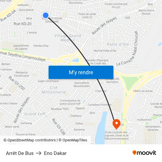 Arrêt De Bus to Eno Dakar map