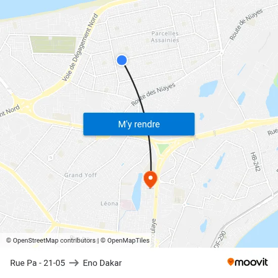 Rue Pa - 21-05 to Eno Dakar map