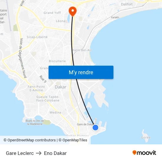 Gare Leclerc to Eno Dakar map