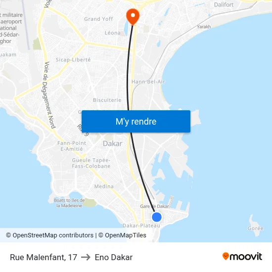 Rue Malenfant, 17 to Eno Dakar map