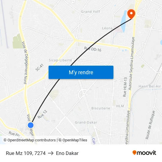 Rue Mz 109, 7274 to Eno Dakar map