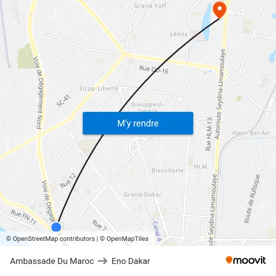 Ambassade Du Maroc to Eno Dakar map
