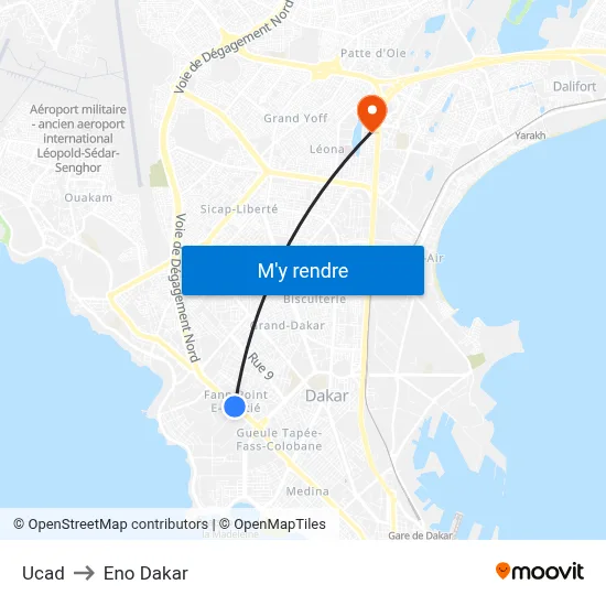 Ucad to Eno Dakar map