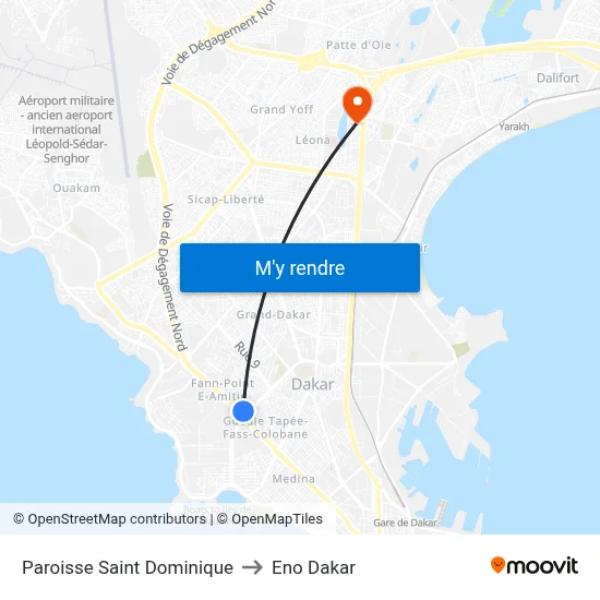 Paroisse Saint Dominique to Eno Dakar map