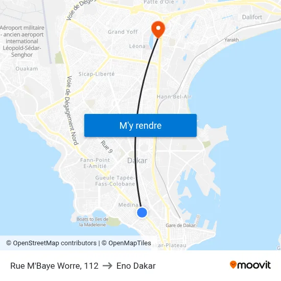 Rue M'Baye Worre, 112 to Eno Dakar map