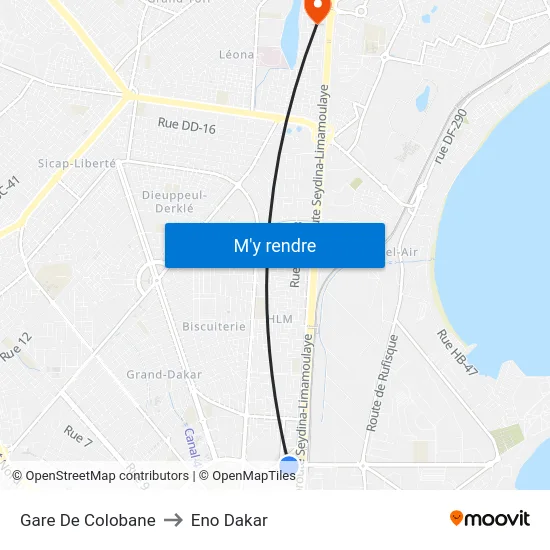 Gare De Colobane to Eno Dakar map