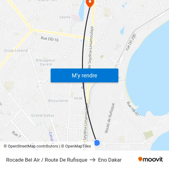 Rocade Bel Air / Route De Rufisque to Eno Dakar map