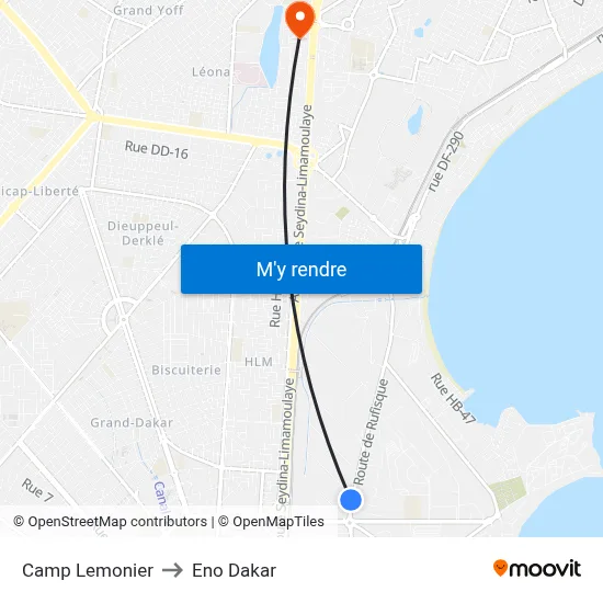 Camp Lemonier to Eno Dakar map