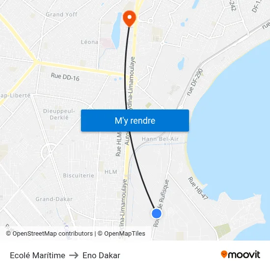 Ecolé Marítime to Eno Dakar map