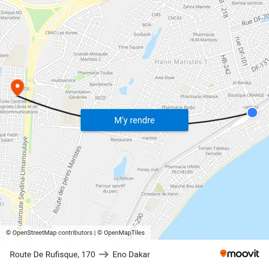 Route De Rufisque, 170 to Eno Dakar map