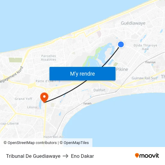Tribunal De Guediawaye to Eno Dakar map