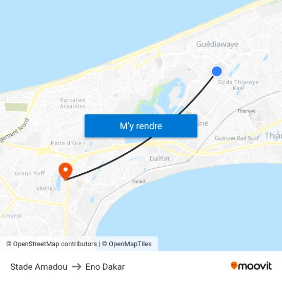 Stade Amadou to Eno Dakar map