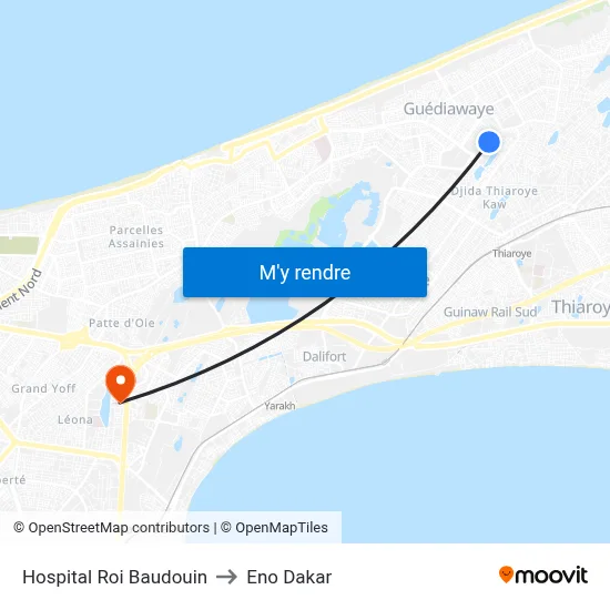 Hospital Roi Baudouin to Eno Dakar map