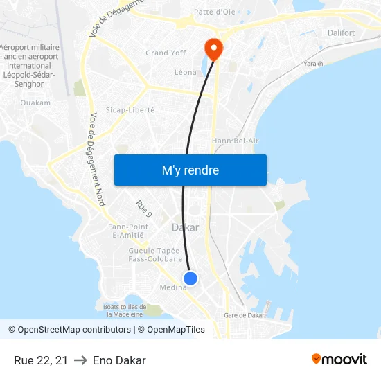 Rue 22, 21 to Eno Dakar map