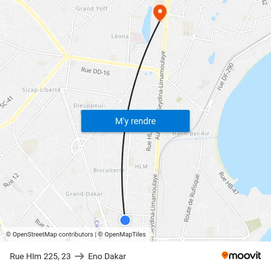 Rue Hlm 225, 23 to Eno Dakar map