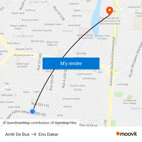 Arrêt De Bus to Eno Dakar map
