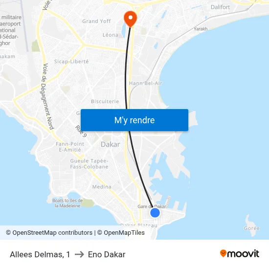 Allees Delmas, 1 to Eno Dakar map