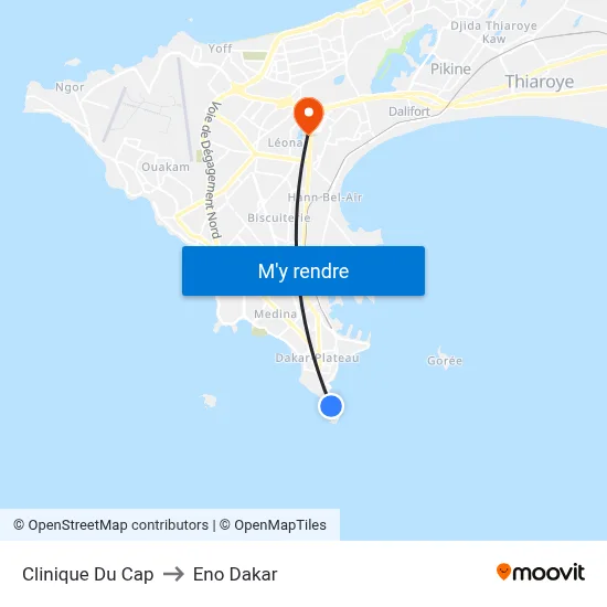 Clinique Du Cap to Eno Dakar map