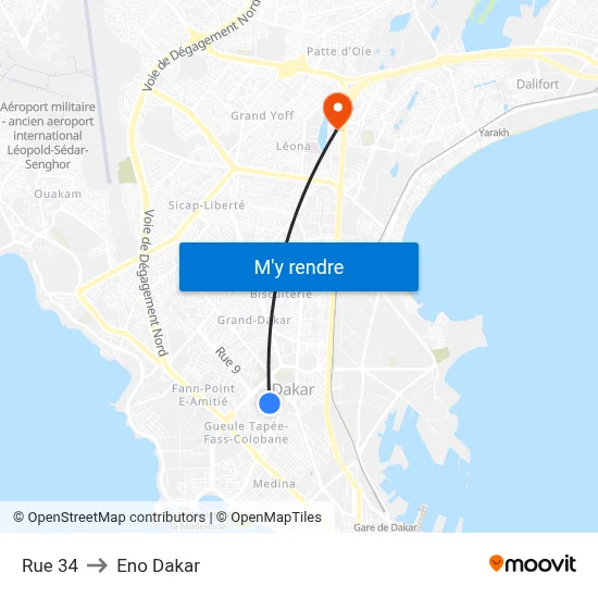 Rue 34 to Eno Dakar map