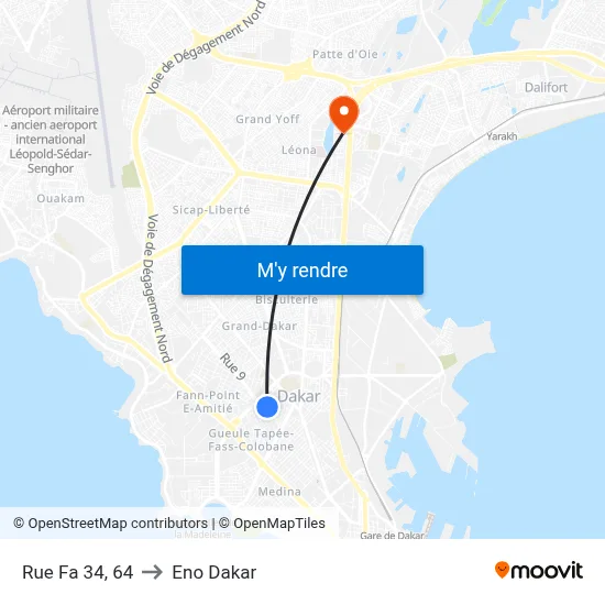 Rue Fa 34, 64 to Eno Dakar map