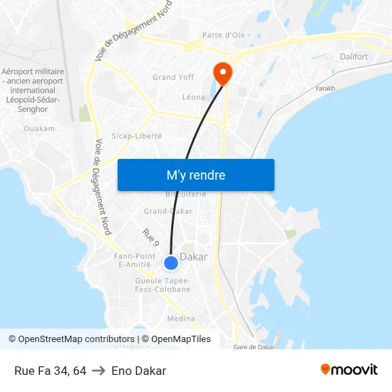 Rue Fa 34, 64 to Eno Dakar map