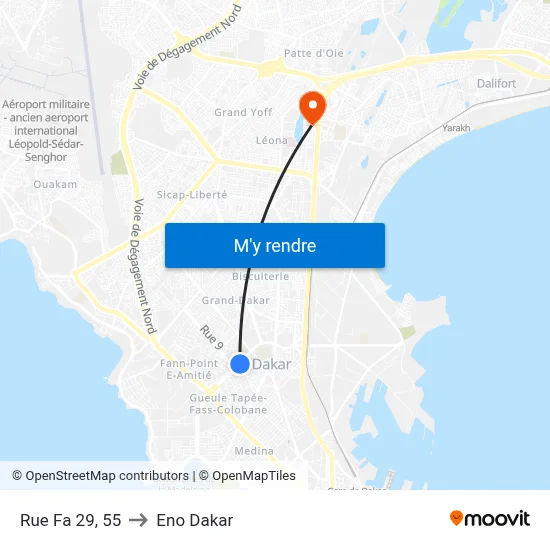 Rue Fa 29, 55 to Eno Dakar map