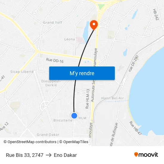 Rue Bis 33, 2747 to Eno Dakar map