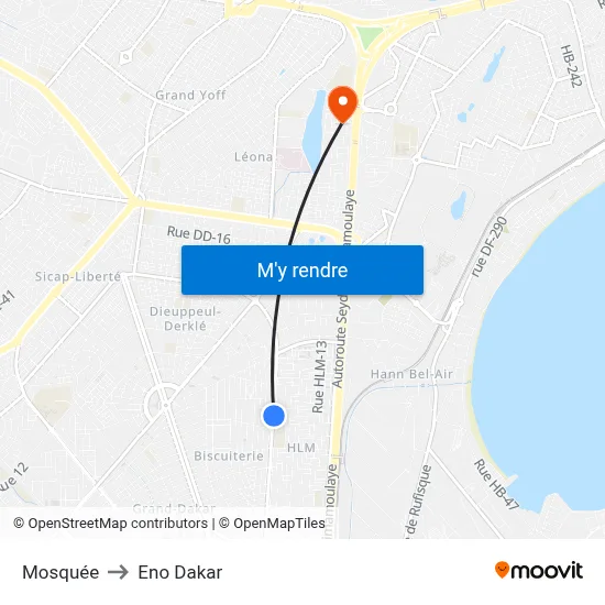 Mosquée to Eno Dakar map